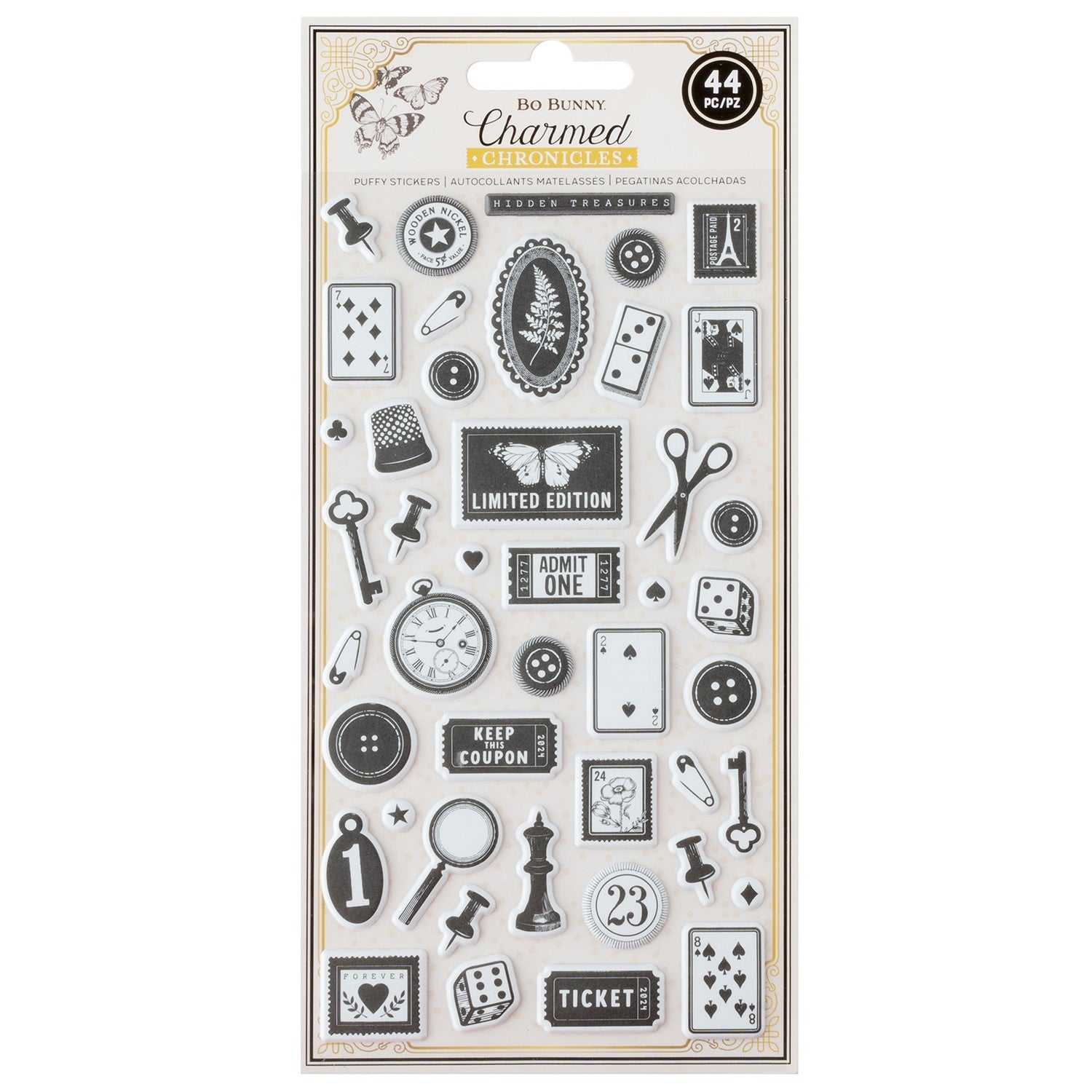 BoBunny CHARMED CHRONICLES Puffy Stickers 44pc