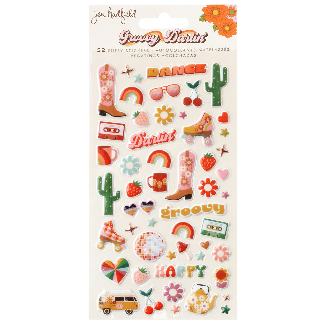 Jen Hadfield GROOVY DARLIN’ Puffy Stickers 52pc