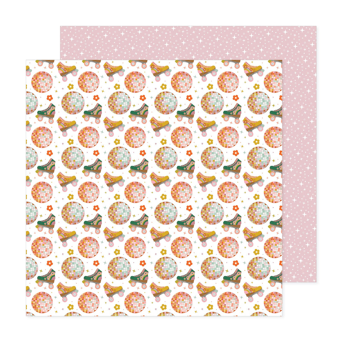 Jen Hadfield Groovy Darlin’ ROLLER DISCO 12”X12” Scrapbook Paper