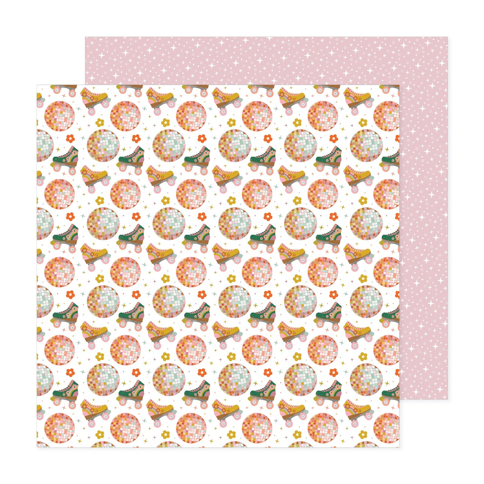 Jen Hadfield Groovy Darlin’ ROLLER DISCO 12”X12” Scrapbook Paper