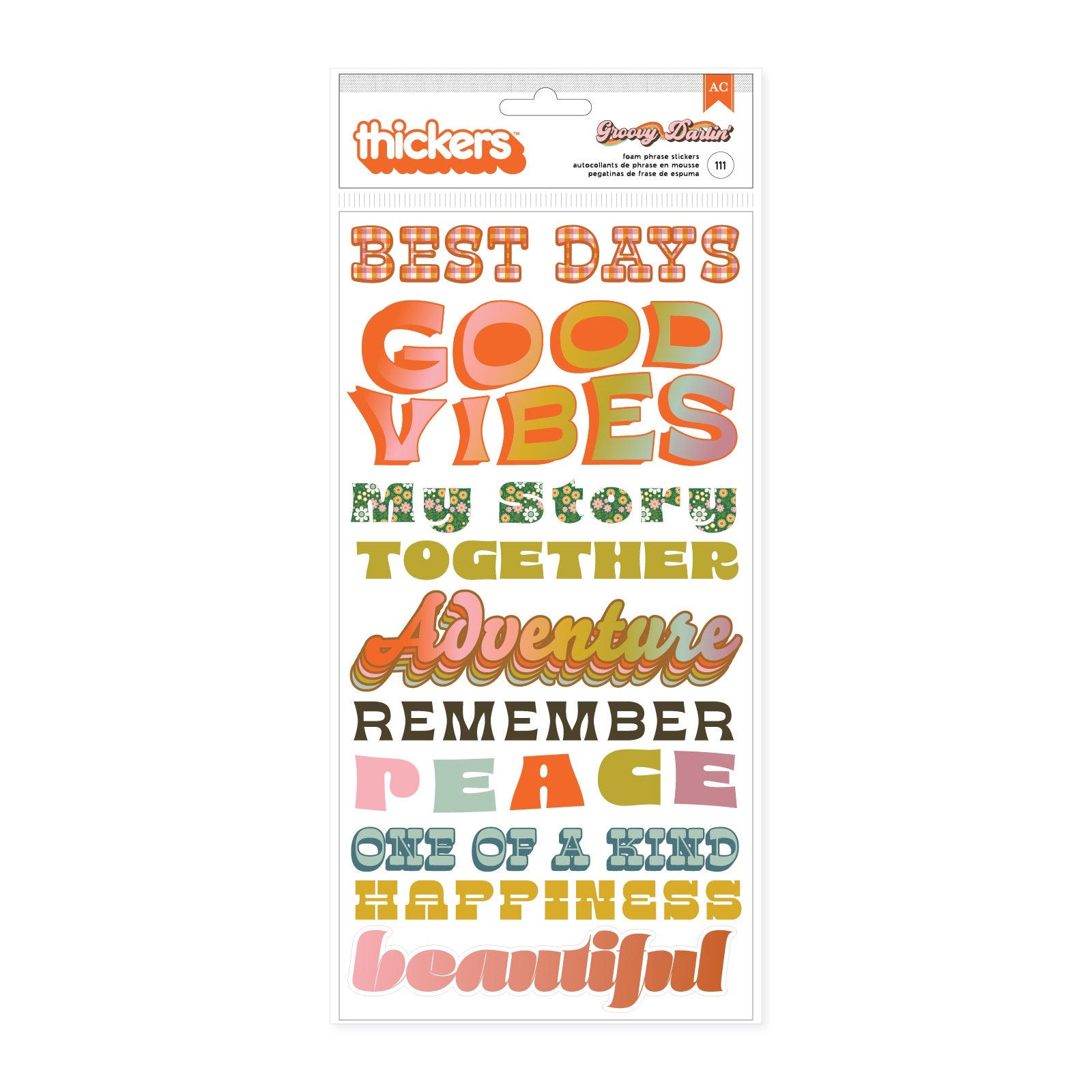 Thickers Jen Hadfield GROOVY DARLIN’ Foam Phrase Stickers