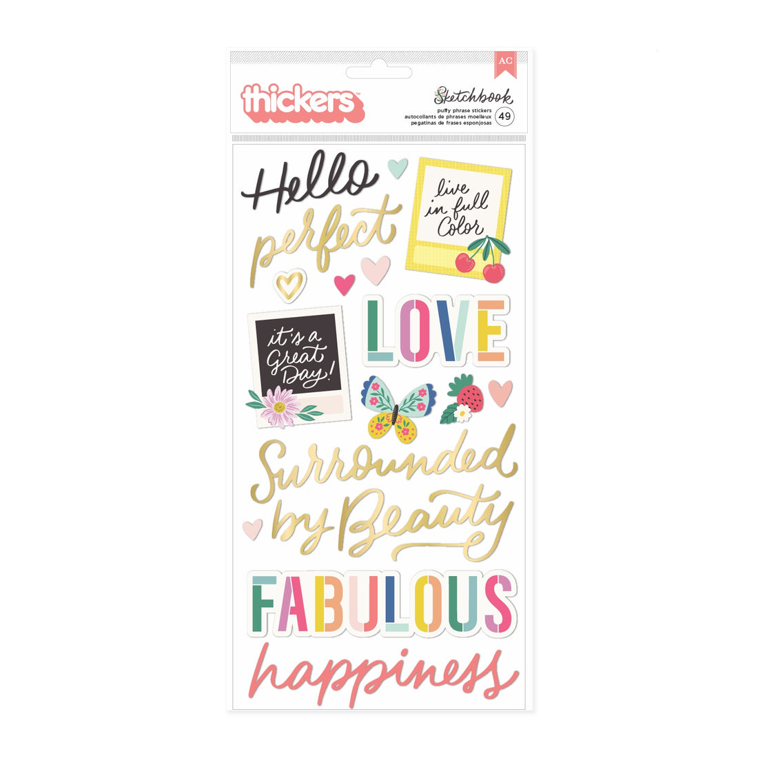 AC Bea Valint Thickers SKETCHBOOK Puffy Phrase Stickers