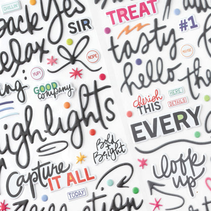 Thickers Vicki Boutin BOLD + BRIGHT Puffy Title Stickers 110pc
