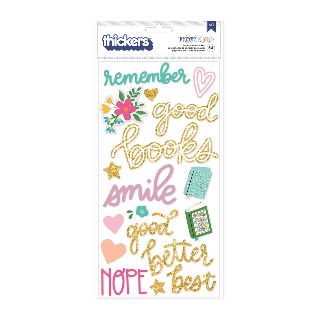 Thickers Shimelle REASONS TO SMILE Foam Phrase Stickers