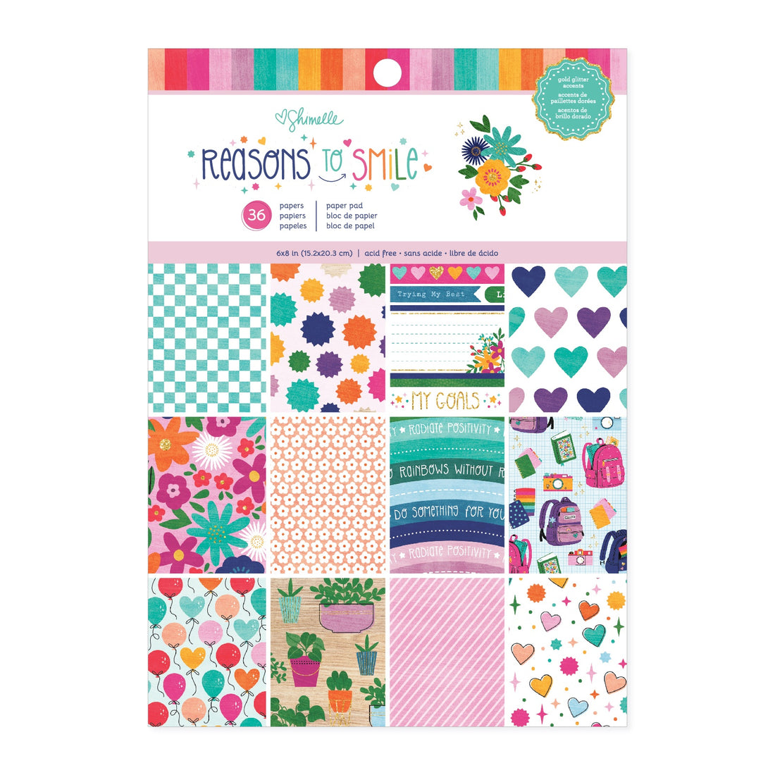 Shimelle REASONS TO SMILE 6”X8” Paper Pad 36pc