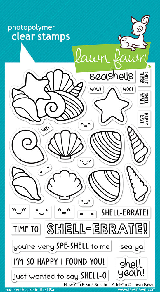 Lawn Fawn HOW YOU BEAN SEASHELL Addon Clear Stamps and Die SET