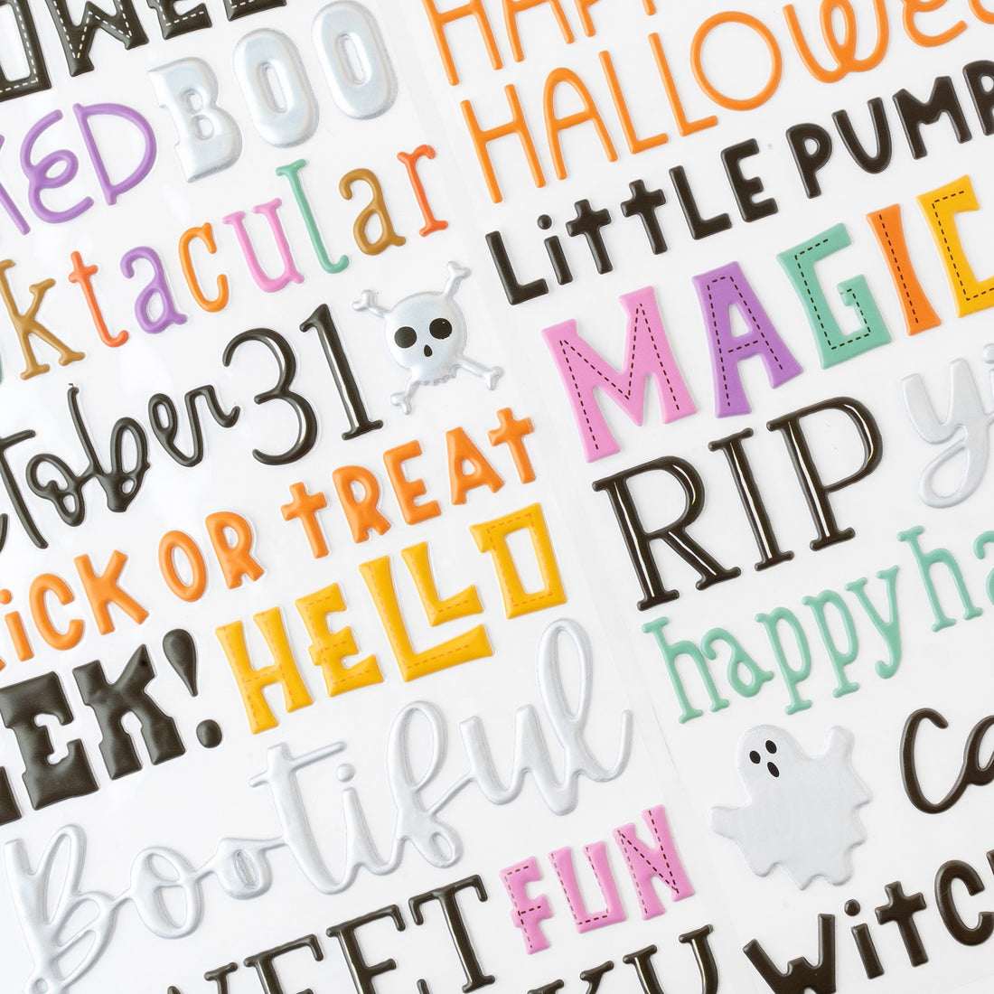 AC Paige Evans Thickers TRICKS & TREATS PUFFY PHRASE STICKERS