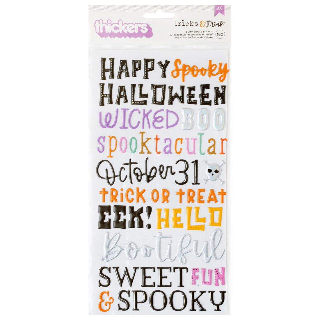 AC Paige Evans Thickers TRICKS & TREATS PUFFY PHRASE STICKERS