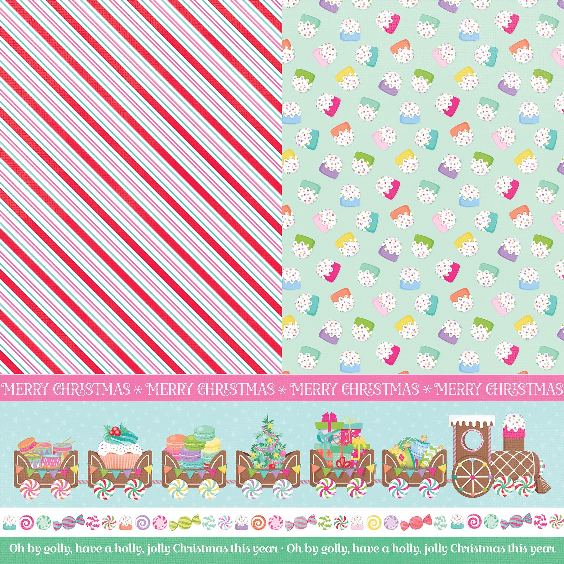 Photoplay Sugar Plum Christmas SENDING CHEER 12X12 Scrapbook Paper