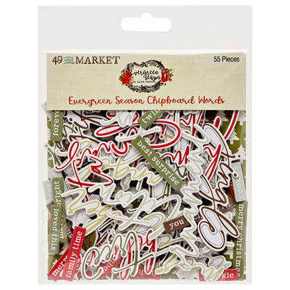 49 and Market EVERGREEN SEASON Chipboard Words