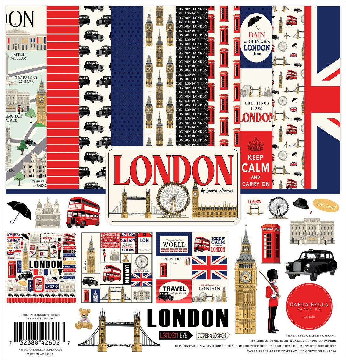 Carta Bella 12"X12" LONDON Collection Kit 13pc