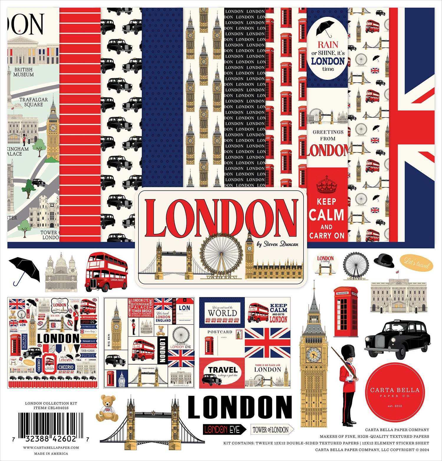 Carta Bella 12&quot;X12&quot; LONDON Collection Kit 13pc