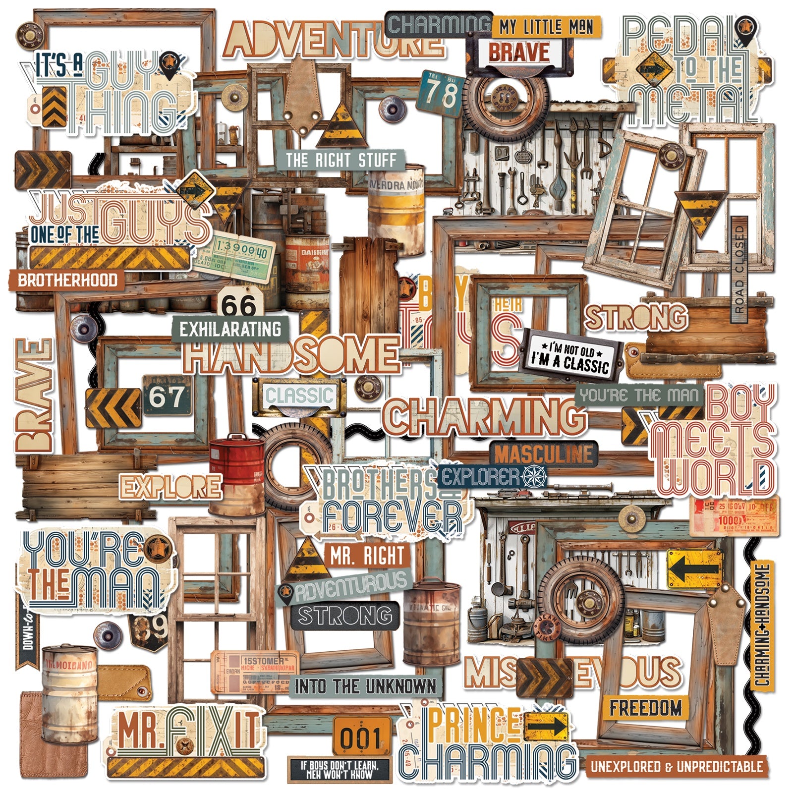 49 and Market RUST AND REVS Die Cut Elements 99pc