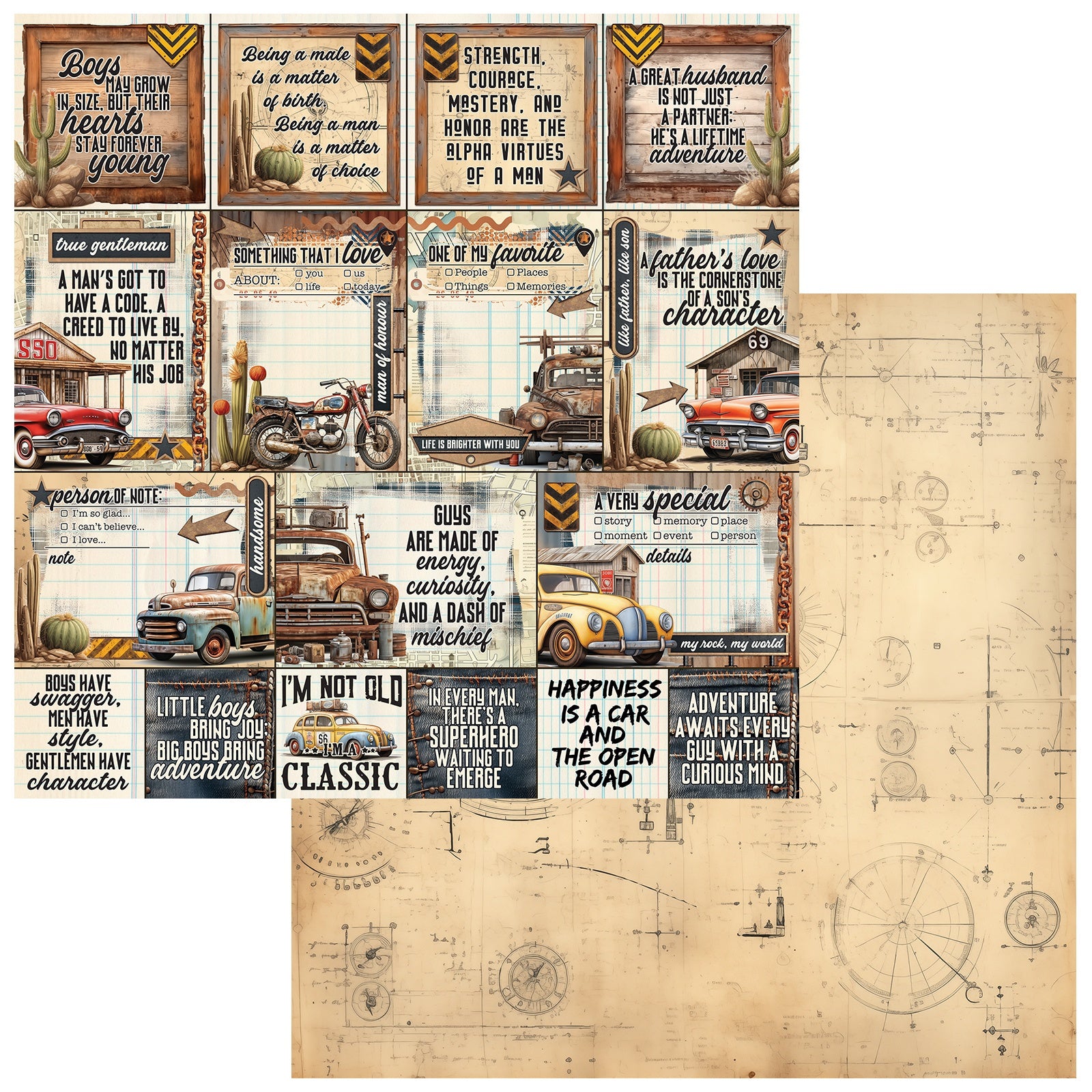 49 and Market RUST AND REVS 12&quot;X12&quot; Scrapbook Paper