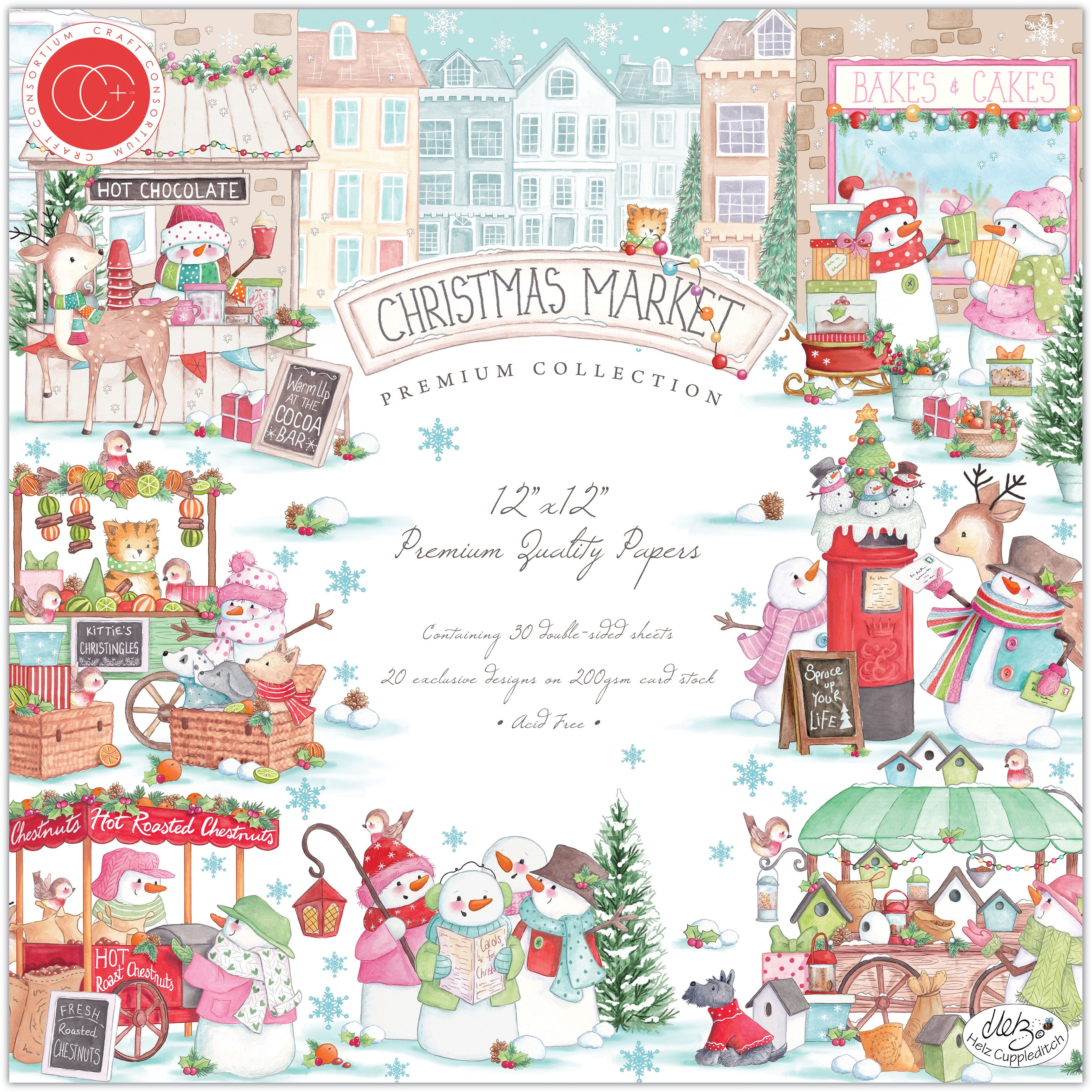 Craft Consortium CHRISTMAS MARKET 12X12 Premium Paper Pad