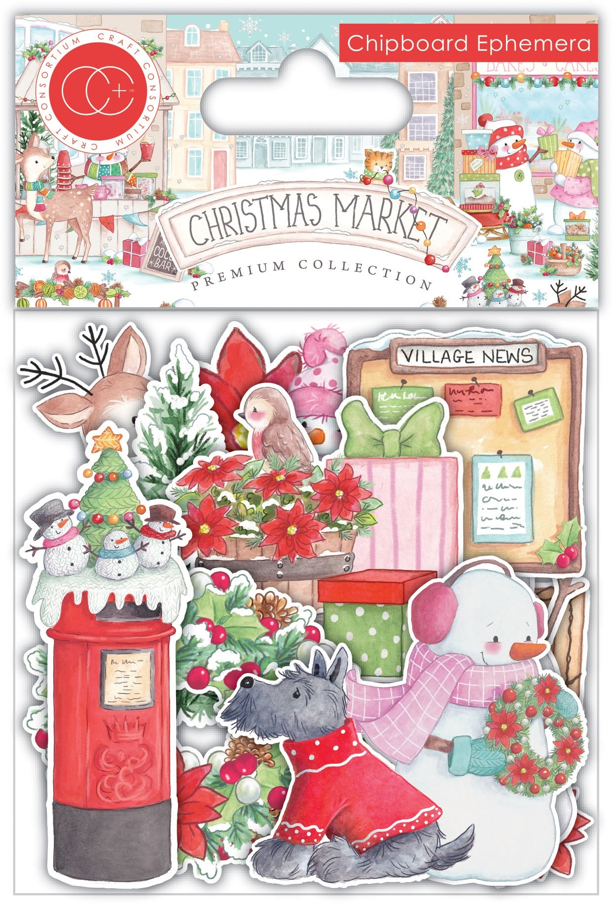 Craft Consortium CHRISTMAS MARKET CHIPBOARD EPHEMERA Diecut Embellishments