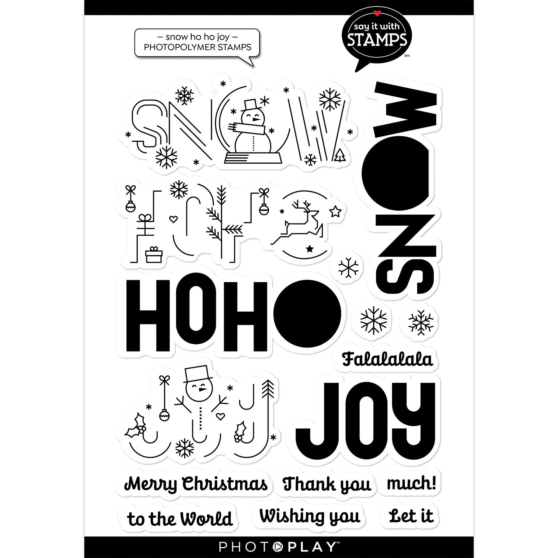 Photoplay Say It With Stamps SNOW HO HO JOY Stamps &amp; Dies Set