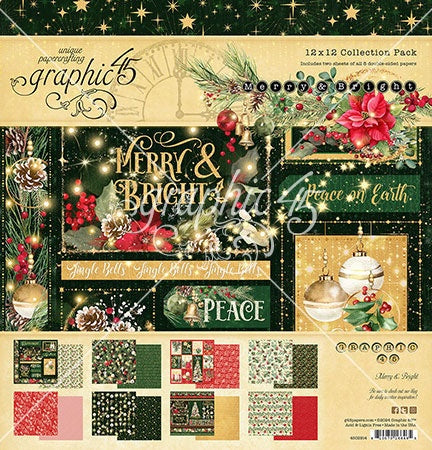 Graphic 45 MERRY &amp; BRIGHT 12X12 Scrapbook Collection Pack