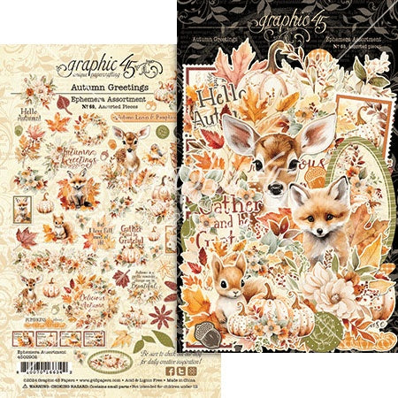 Graphic 45 AUTUMN GREETINGS COLLECTION Ephemera Assortment