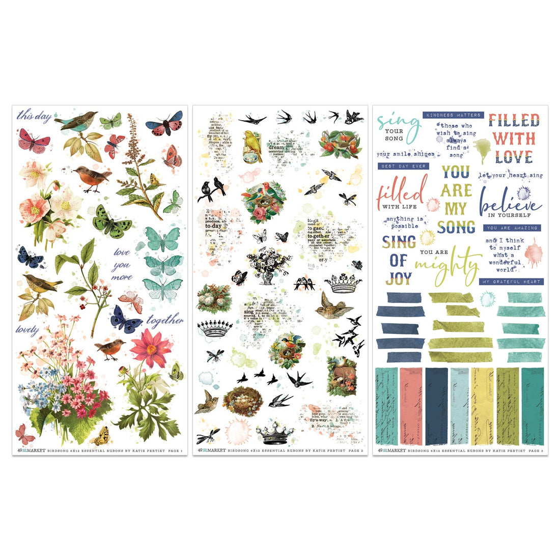 49 and Market BIRDSONG Essentials Rub-On Transfers