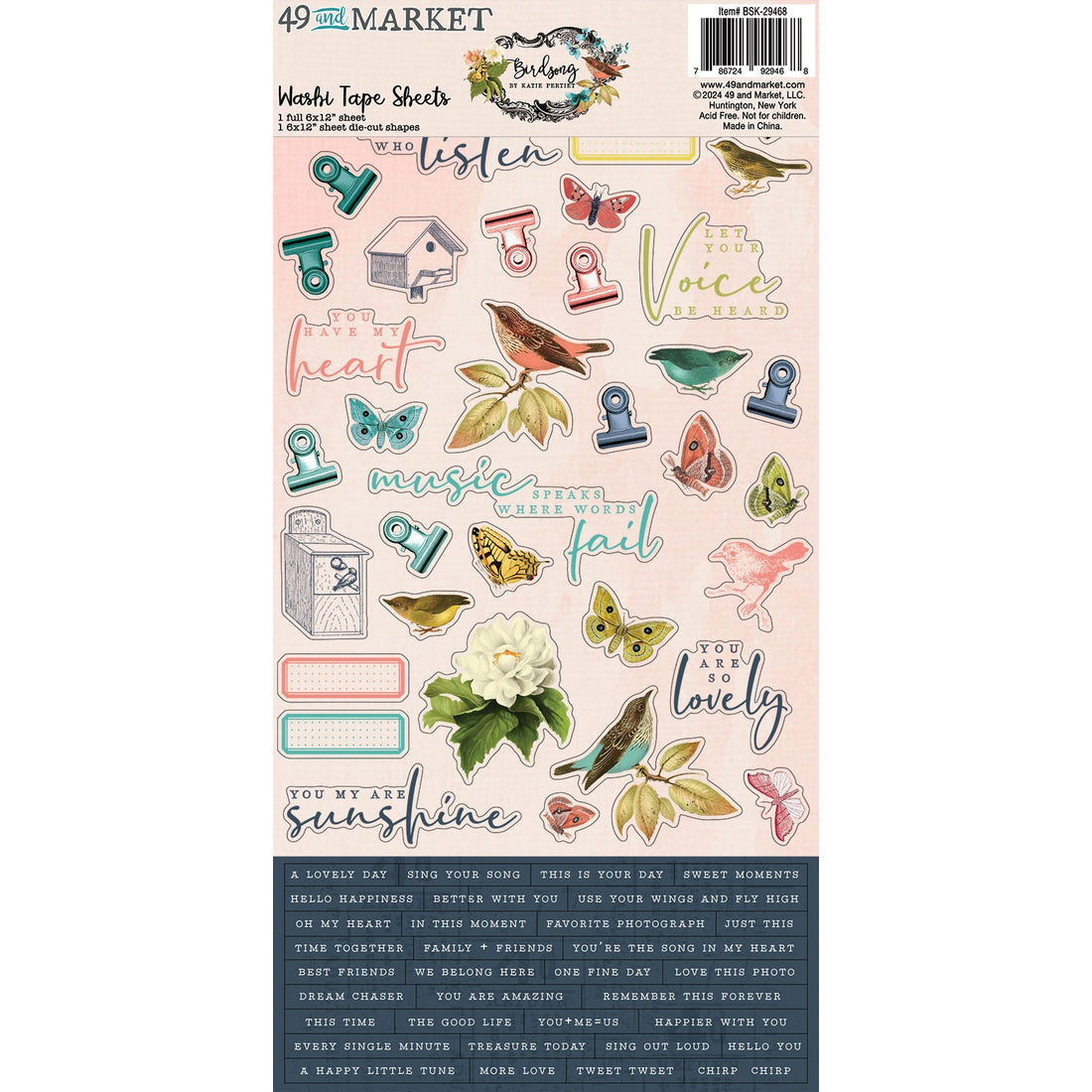 49 and Market BIRDSONG Washi Tape Sheets