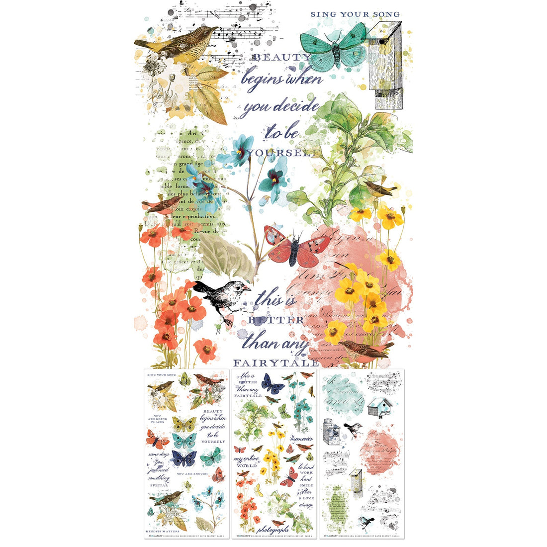 49 and Market BIRDSONG Blendable Rub-On Transfers