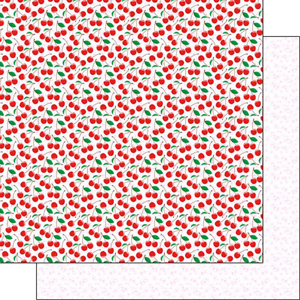Scrapbook Customs CHERRIES &amp; BLOSSOMS FRUIT 12"X12" Scrapbook Paper