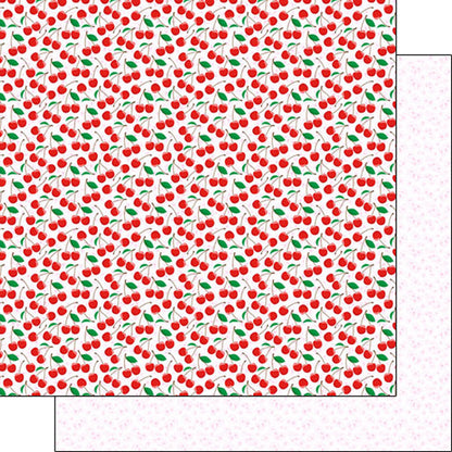 Scrapbook Customs CHERRIES &amp; BLOSSOMS FRUIT 12"X12" Scrapbook Paper