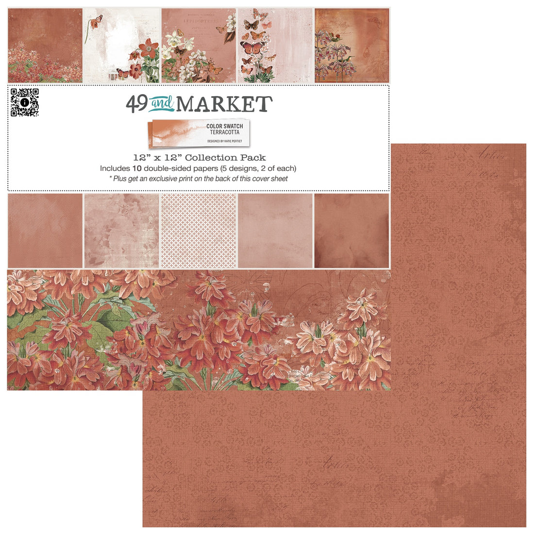 49 And Market Color Swatch TERRACOTTA 12”X12” Scrapbook Collection Paper Pack