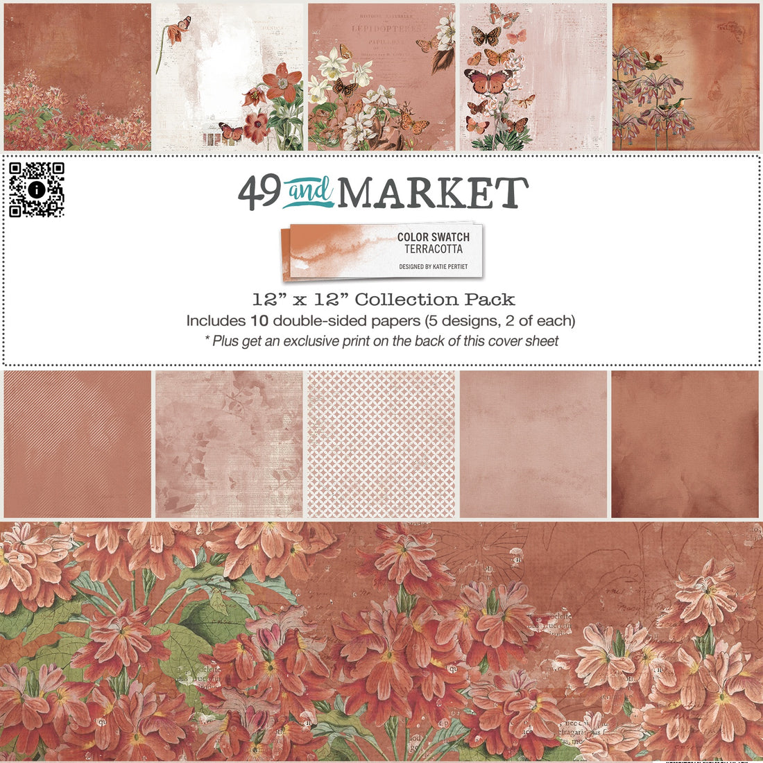 49 And Market Color Swatch TERRACOTTA 12”X12” Scrapbook Collection Paper Pack