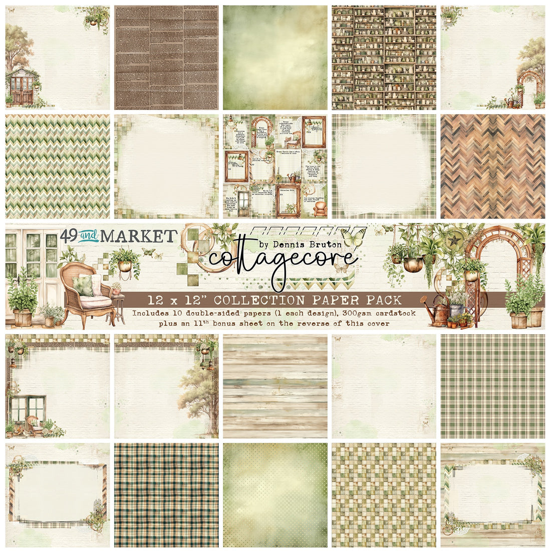 49 and Market COTTAGECORE 12”X12” Collection Paper Pack