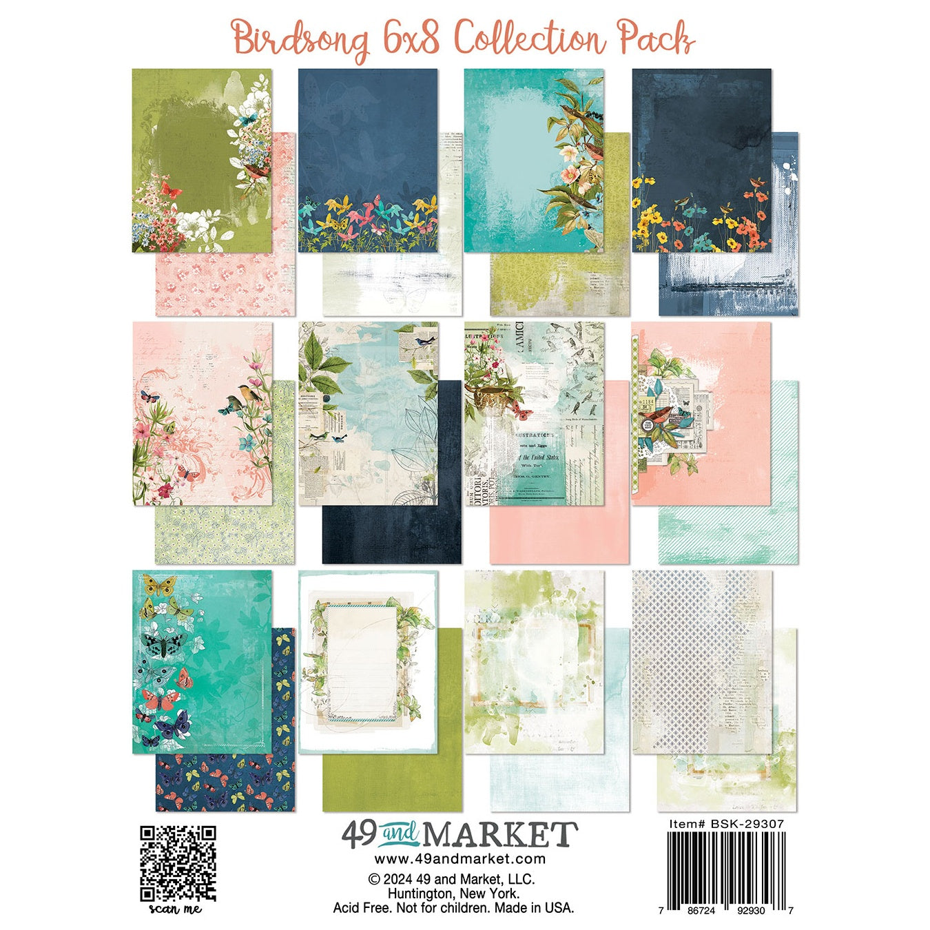 49 and Market BIRDSONG 6”X8” Collection Paper Pack