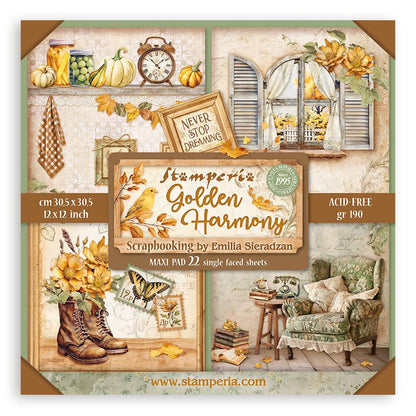 Stamperia GOLDEN HARMONY MAXI PAD 12&quot;X12&quot; Scrapbook Paper