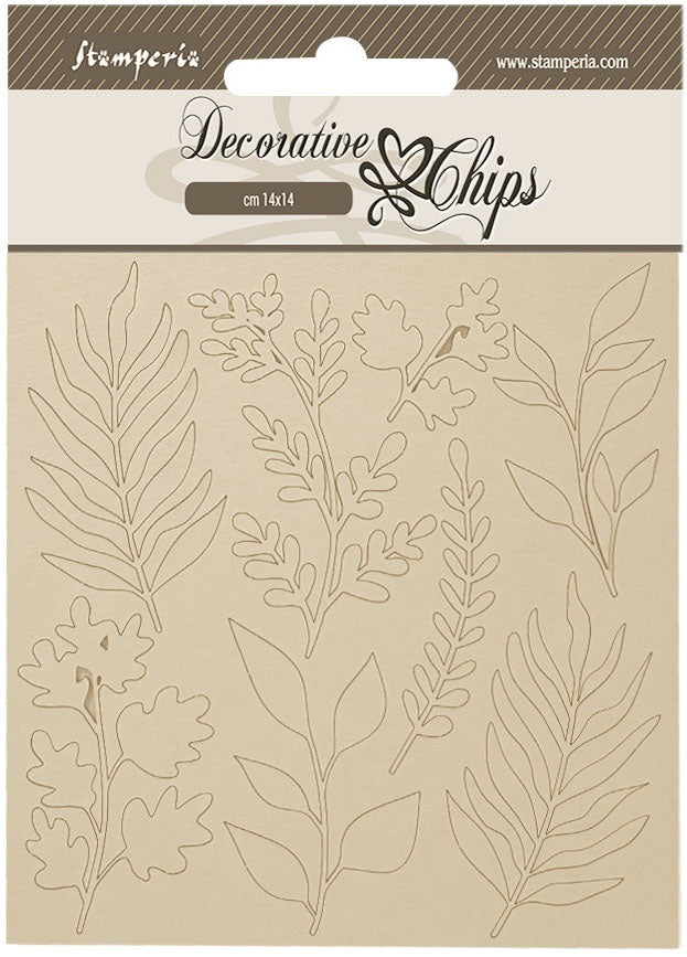 Stamperia Decorative Chips FOREST LEAVES Chipboard 8pc