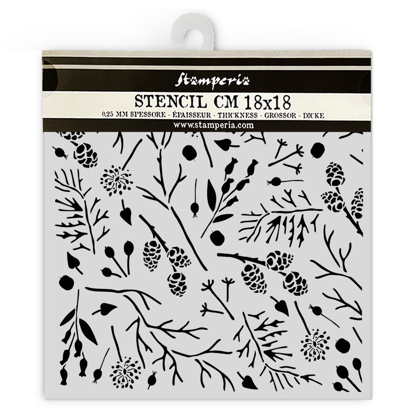 Stamperia Mix Media Stencil BRANCH PINECONE
