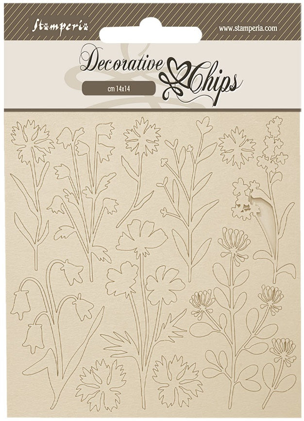 Stamperia Decorative Chips FOREST FLOWERS Chipboard 12pc