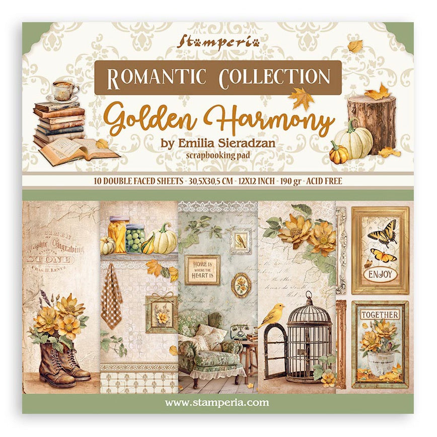 Stamperia Romantic GOLDEN HARMONY 12&quot;X12&quot; Scrapbook Paper Pad