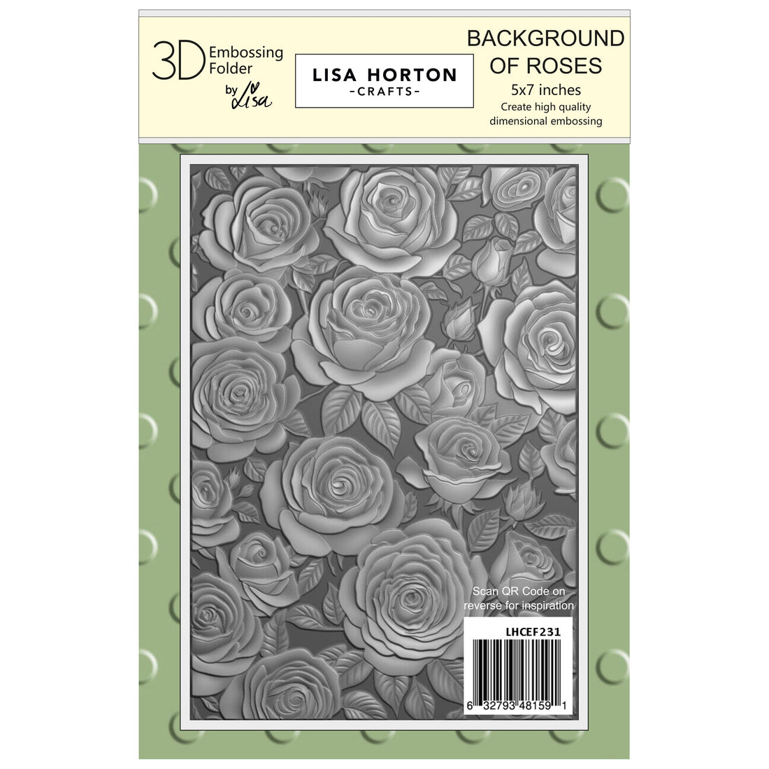 Lisa Horton BACKGROUND OF ROSES 3D Embossing Folder 5"x7"