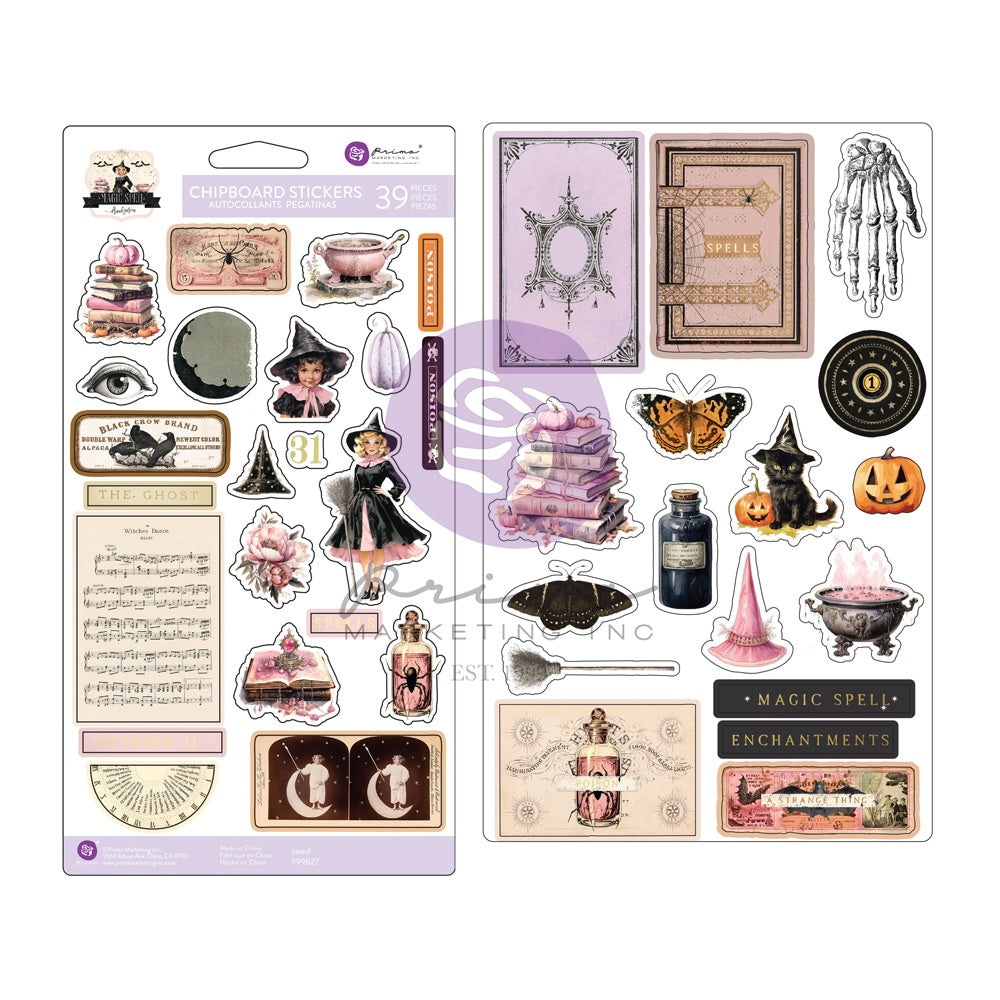 Prima MAGIC SPELL CHIPBOARD STICKERS 39pc