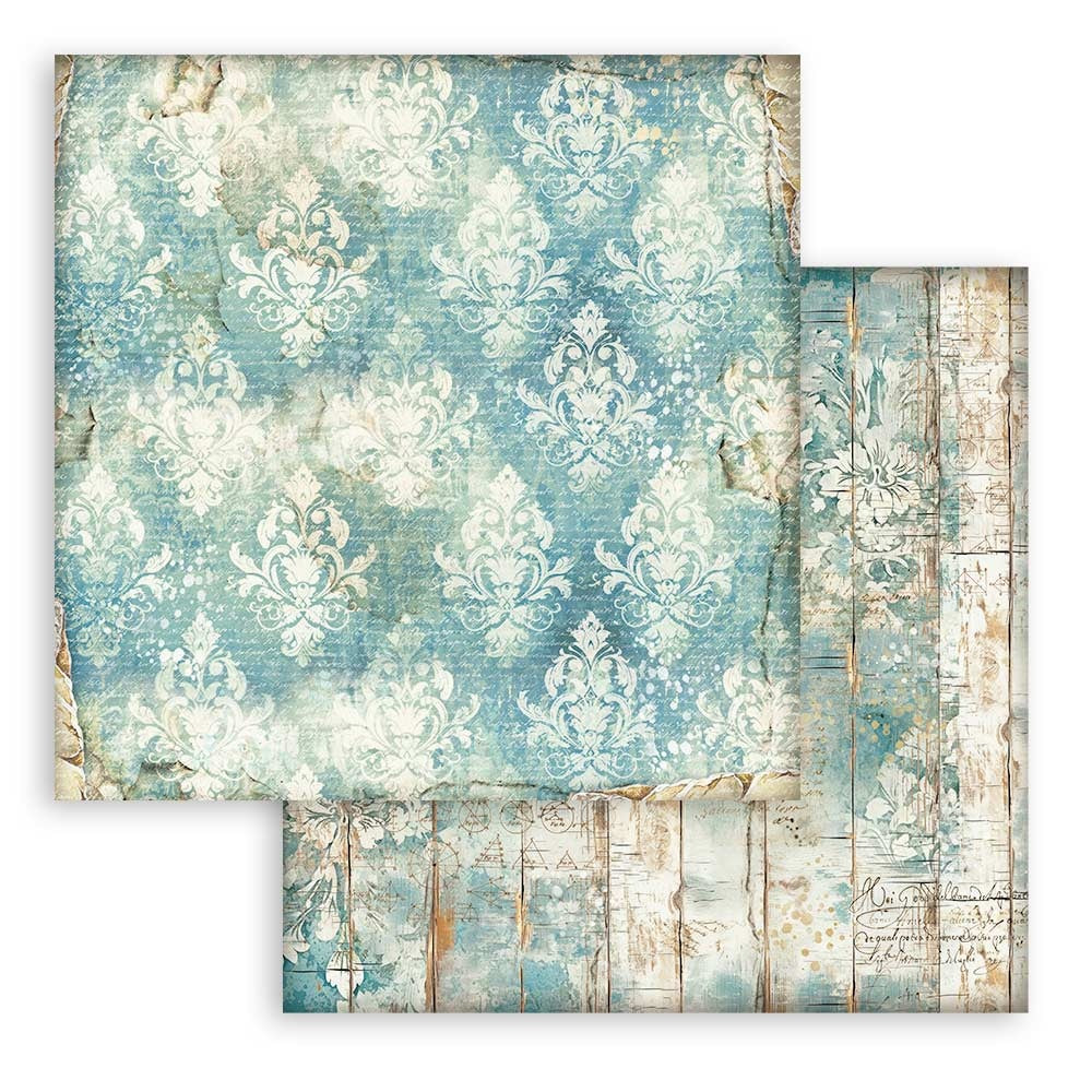 Stamperia Alterego TURQUOISE WALLPAPER SBB1030 12X12 Scrapbook Paper