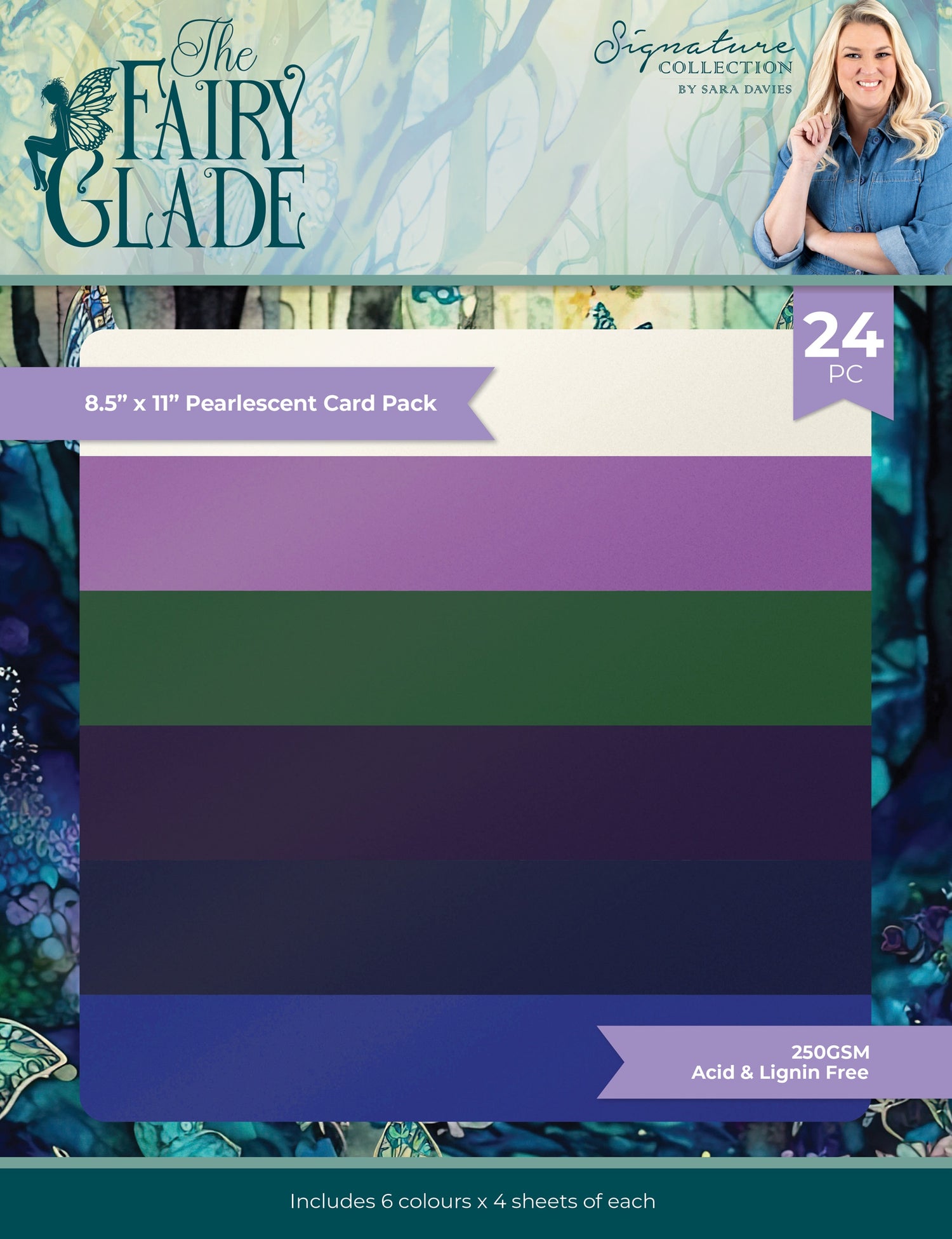 Crafter’s Companion THE FAIRY GLADE 8.5”X11” Pearlescent Card Pack 24pc