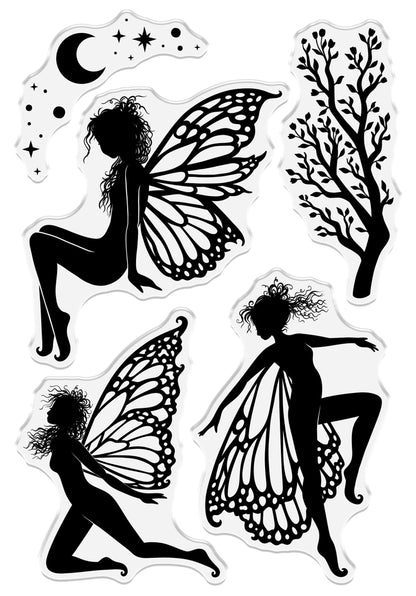 Crafter’s Companion The Fairy Glade FLUTTERING FAIRIES Clear Acrylic Stamps 5pc