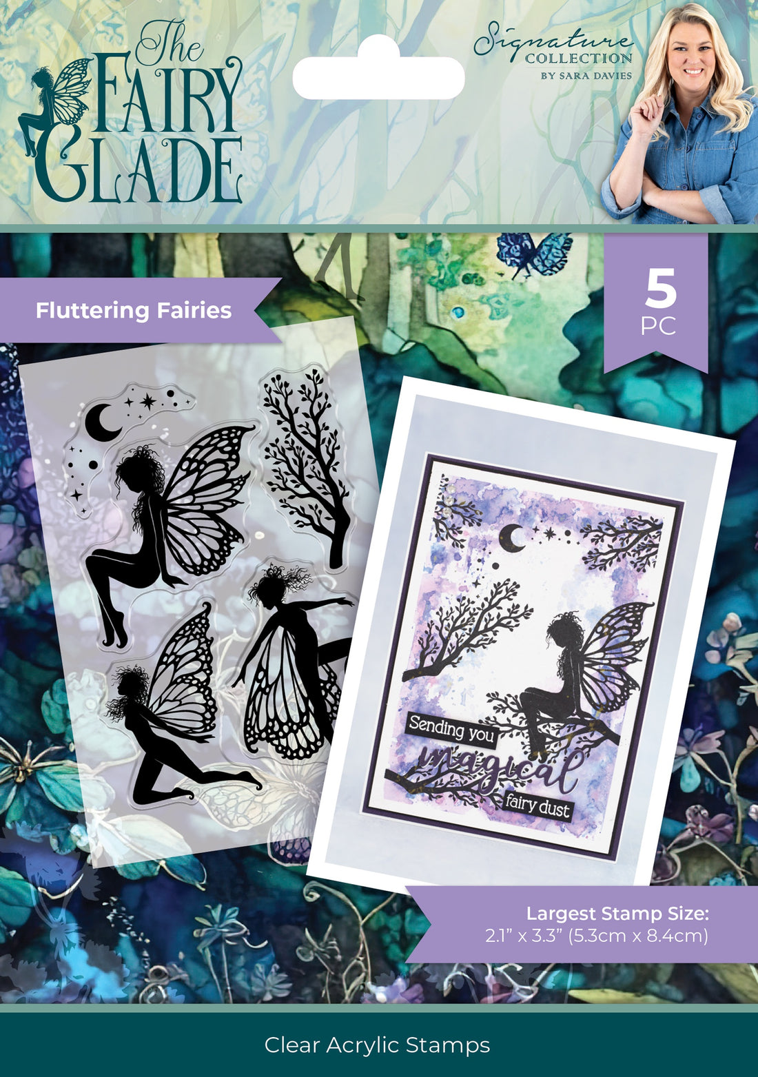 Crafter’s Companion The Fairy Glade FLUTTERING FAIRIES Clear Acrylic Stamps 5pc