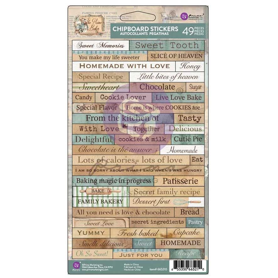 Prima The Home Baker CHIPBOARD STICKERS 49pc