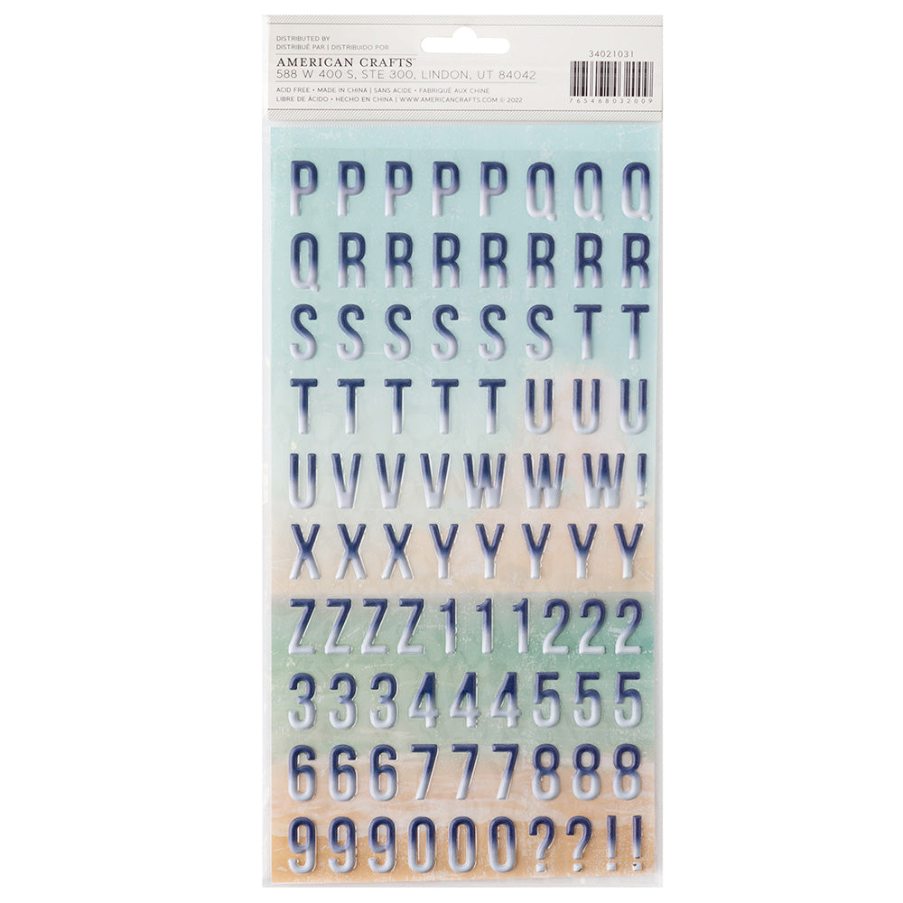 Heidi Swapp Set Sail Thickers LETTERS &amp; NUMBERS Puffy Stickers