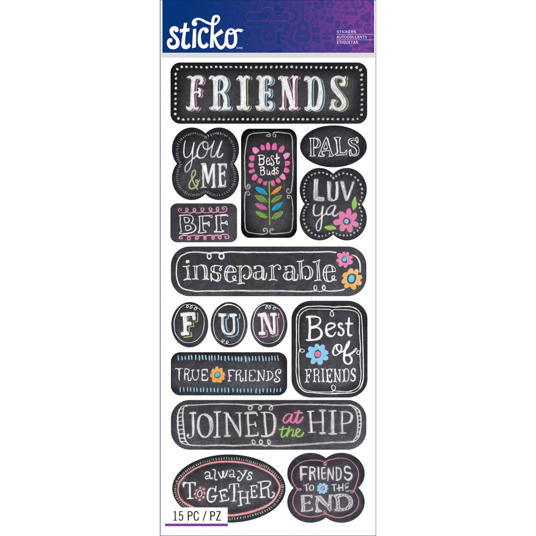 Ek Success FRIENDS CHALK WORDS Stickers 15pc