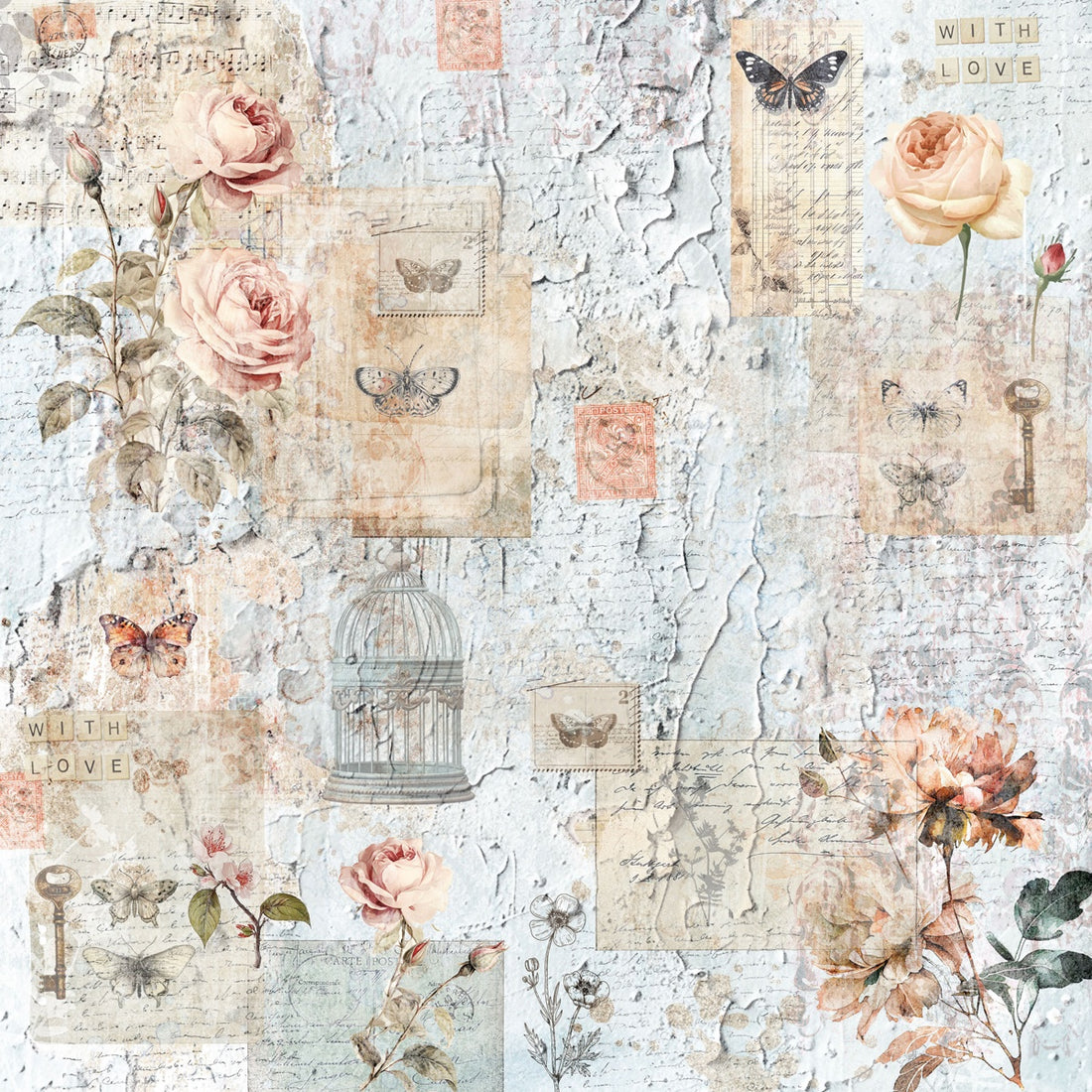 Crafter’s Companion DISTRESSED FLORALS 12”X12” Paper Pad 24 Sheets