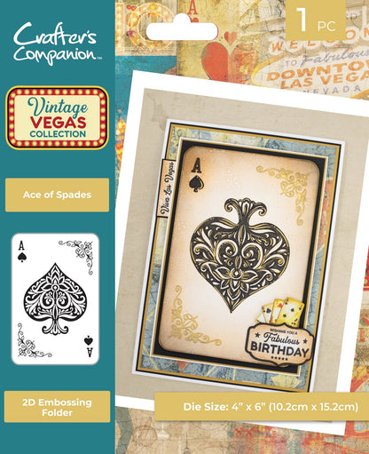 Crafter’s Companion Vintage Vegas ACE OF SPADES 2D Embossing Folder 1pc