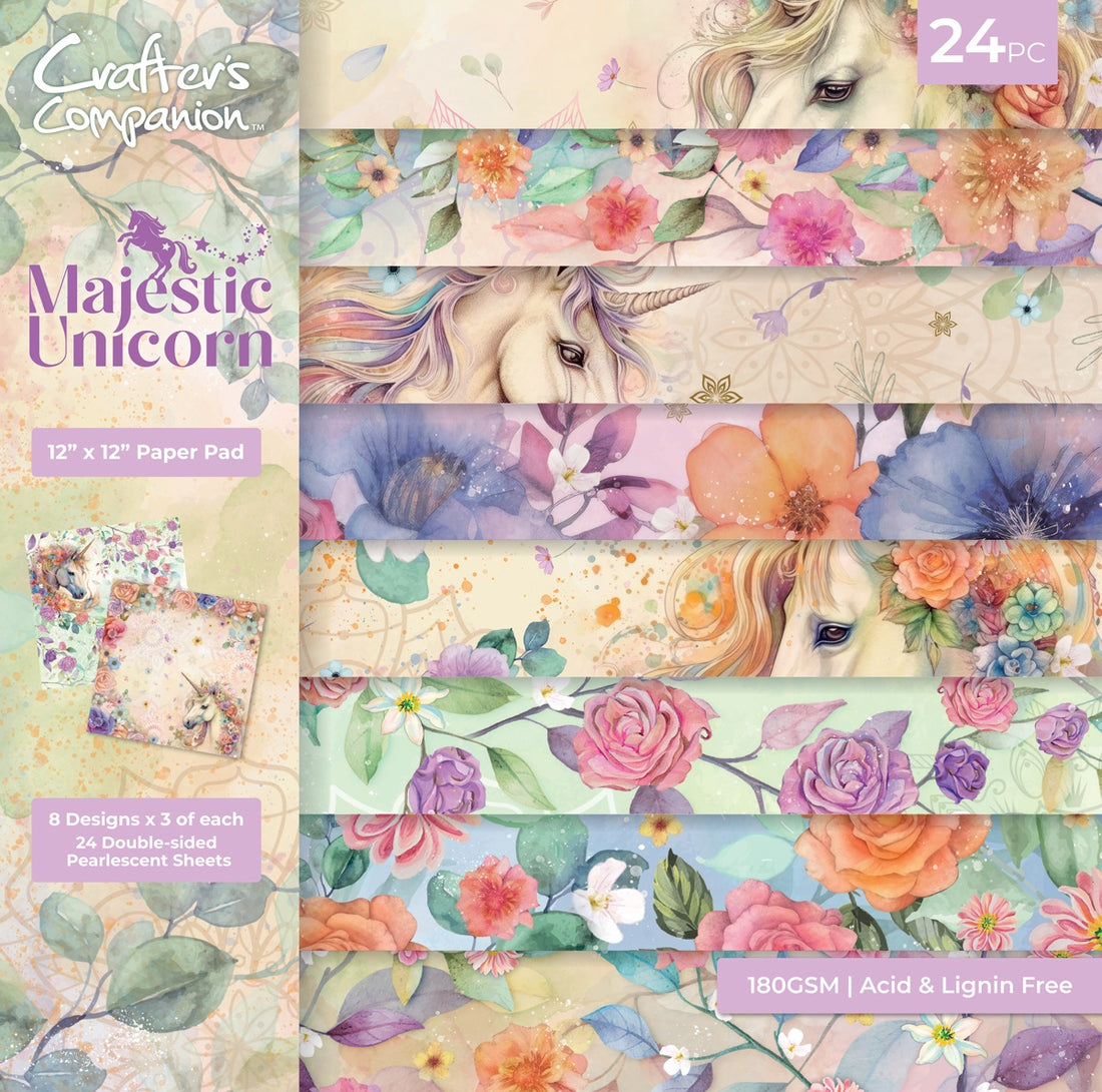 Crafter’s Companion MAJESTIC UNICORN 12”X12” Paper Pad 24 Sheets