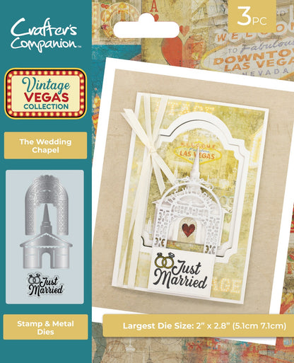 Crafter’s Companion Vintage Vegas THE WEDDING CHAPEL Stamp &amp; Metal Dies 3pc